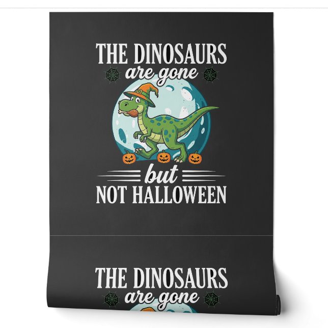 Lustiger Dinosaurier Halloween Hexe Grafik Tapete (Abrollen)