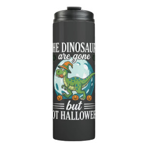 Lustiger Dinosaurier Halloween Hexe Grafik Thermosbecher