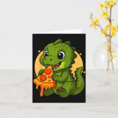 Lustiger Dinosaurier isst Zza-Grafik Jungen Mädche Karte (Gelbe Blume)