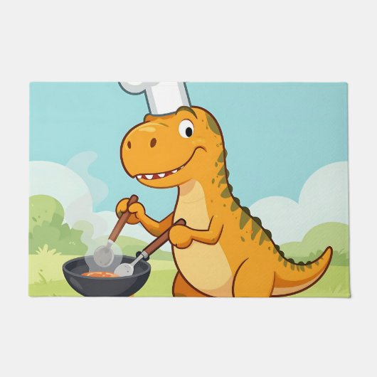 Lustiger Dinosaurier-Koch Fußmatte (Vorderseite)
