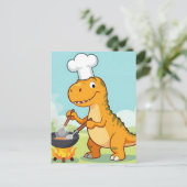 Lustiger Dinosaurier-Koch Postkarte (Stehend Vorderseite)