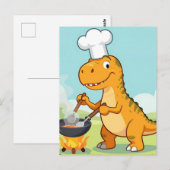Lustiger Dinosaurier-Koch Postkarte (Vorne/Hinten)