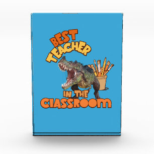 Lustiger Dinosaurier Kunstlehrer Kreativer Klassen Fotoblock