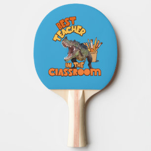 Lustiger Dinosaurier Kunstlehrer Kreativer Klassen Tischtennis Schläger