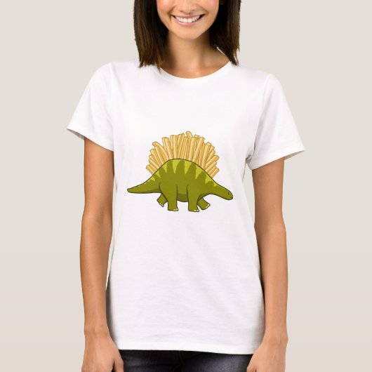 Lustiger Dinosaurier mit Pommes frites T-Shirt (Vorderseite)