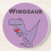 Lustiger Dinosaurier mit Wein ist ein Winosaur Sandstein Untersetzer (Vorne)