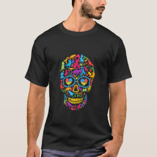 Lustiger Dinosaurier-Schädel Autismus-Bewusstsein T-Shirt