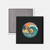Lustiger Dinosaurier Surfboard Strand Sommer Surfe Magnet (Vorderseite/Rückseite)