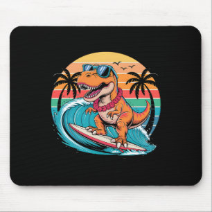 Lustiger Dinosaurier Surfboard Strand Sommer Surfe Mousepad