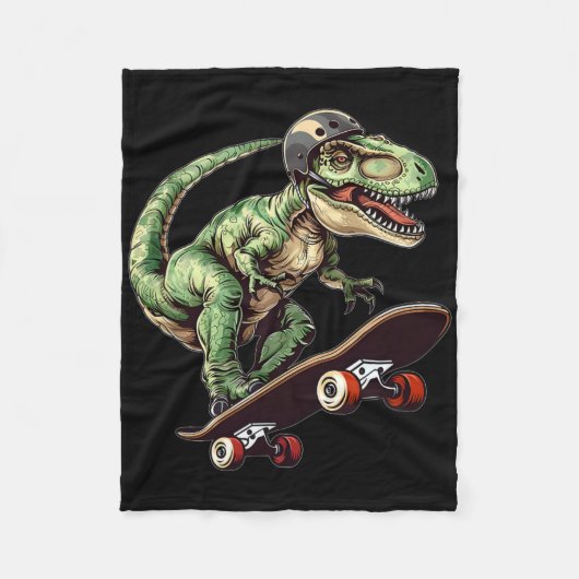 Lustiger Dinosaurier T Rex auf Skateboard Skateboa Fleecedecke (Vorderseite)