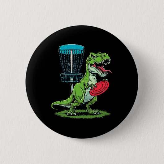 Lustiger Dinosaurier T-Rex Disc-Golf-Spieler Sket Button (Vorderseite)