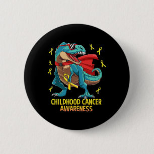 Lustiger Dinosaurier T-Rex Kindheitskrebs-Bewussts Button