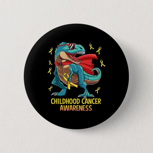 Lustiger Dinosaurier T-Rex Kindheitskrebs-Bewussts Button (Vorderseite)