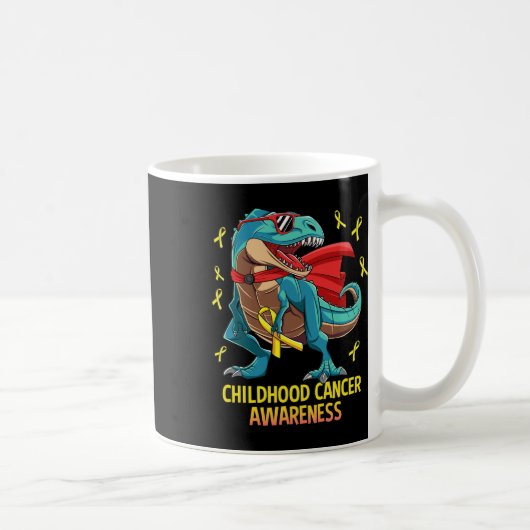 Lustiger Dinosaurier T-Rex Kindheitskrebs-Bewussts Kaffeetasse (Rechts)