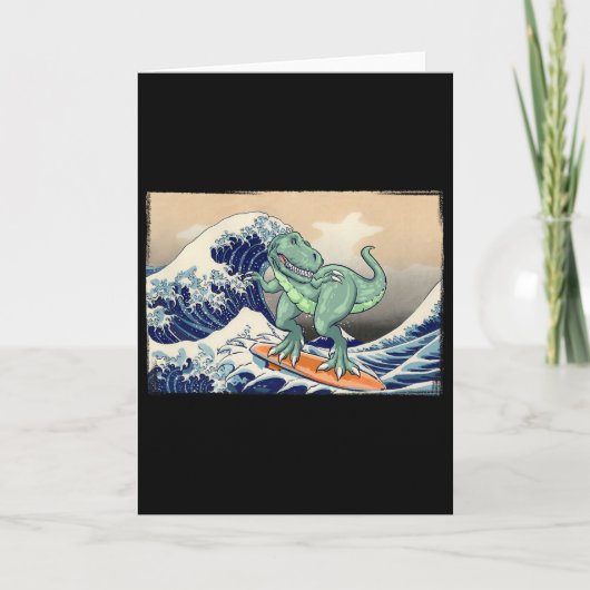 Lustiger Dinosaurier, T Rex Surfen, Dinosaurier Ku Karte (Vorderseite)