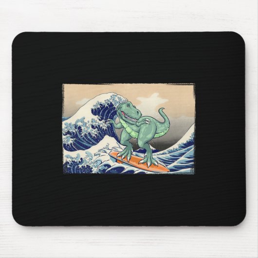 Lustiger Dinosaurier, T Rex Surfen, Dinosaurier Ku Mousepad (Vorne)