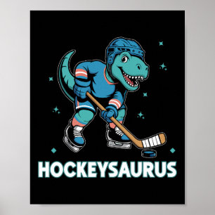 Lustiger Dinosaurier Trex Hockey Kinder Hocke Poster
