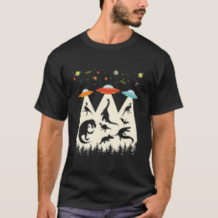 Lustiger Dinosaurier UFO Liebhaber Retro Vintage A T-Shirt