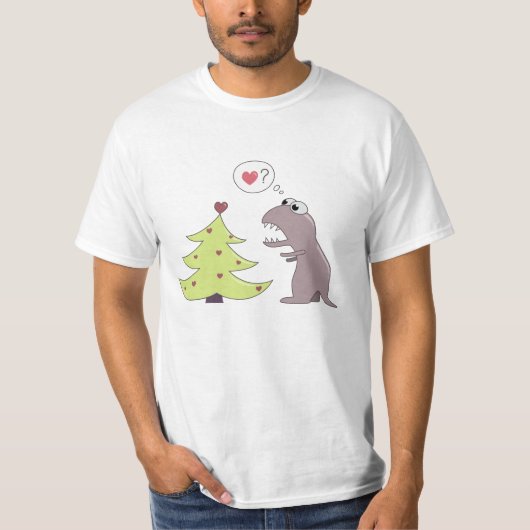 Lustiger Dinosaurier-und Weihnachtsbaum-Wert T-Shirt (Vorderseite)