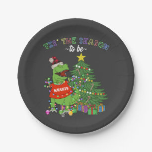 Lustiger Dinosaurier Weihnachten Die Zeit ist geko Pappteller