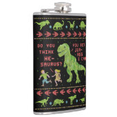 Lustiger Dinosaurier-Wortspiel-Spaß-Imitat-Strick Flachmann (Rechts)