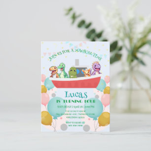 Lustiger Dinosaurier Yacht Geburtstagsfeier DIY Na Postkarte