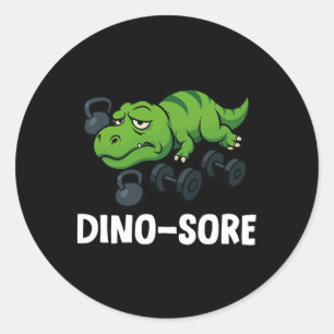 Lustiger Dinosore T-Rex-Gymnastik-Workout  Runder Aufkleber