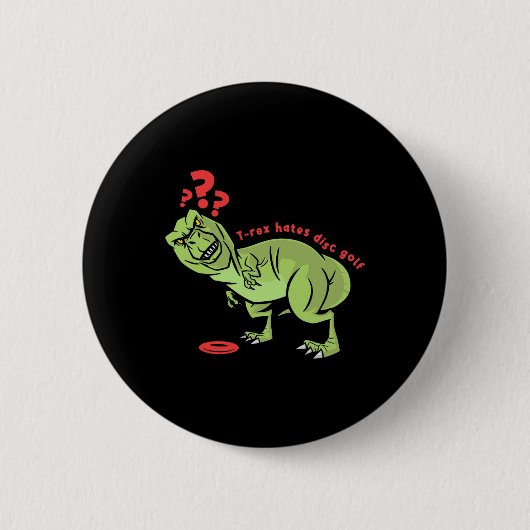 Lustiger Disc Golf T Rex Kinder Button (Vorderseite)