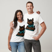 Lustiger DJ Black Cat T-Shirt (Unisex)
