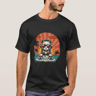 Lustiger DJ-Katze Disco-Sound-Techniker T-Shirt