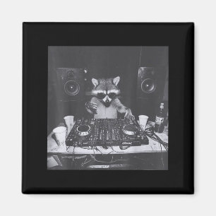 Lustiger Dj Waschbär House Party Sound Tech Musik Magnet