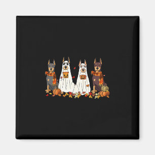 Lustiger Dobermann-Hund Geist Herbst Blätter Danke Magnet