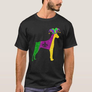 Lustiger Dobermann Hund Mardi Gras Party Masken Pe T-Shirt