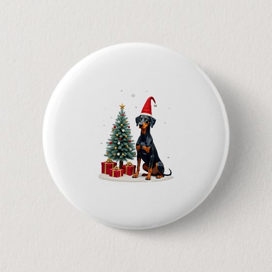Lustiger Dobermann-Hund Weihnachtsbaum Frauen Männ Button (Vorderseite)
