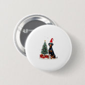 Lustiger Dobermann-Hund Weihnachtsbaum Frauen Männ Button (Vorne & Hinten)