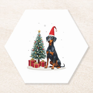Lustiger Dobermann-Hund-Weihnachtsbaum-Frauen-Männ Untersetzer