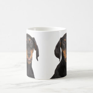 Lustiger Dobermann pincher Welpe Kaffeetasse