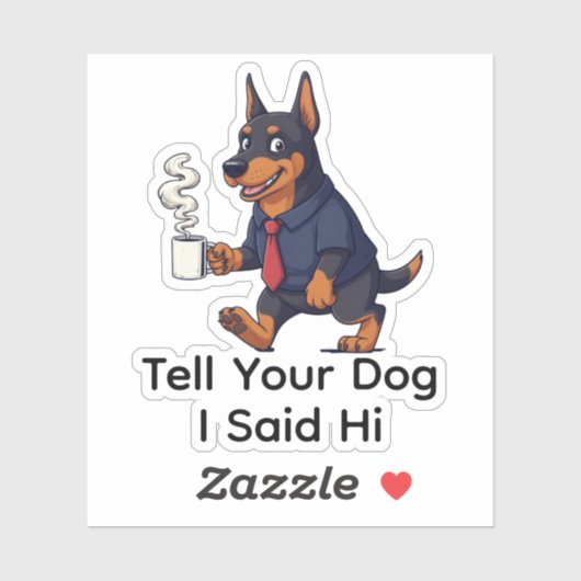 Lustiger Dobermann Pinscher Geschäftsanzug Kaffee  Aufkleber (Blatt)