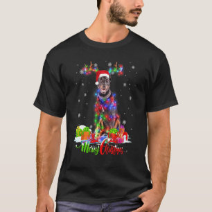 Lustiger Dobermann Pinscher Hund Frohe Weihnachten T-Shirt