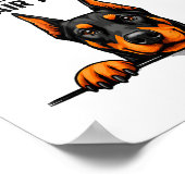 Lustiger Dobermann Pinscher Hundemutter Haart Poster (Ecke)