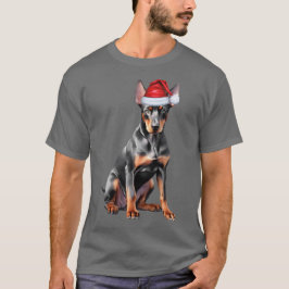 Lustiger Dobermann Pinscher Weihnachten Hund Feier T-Shirt