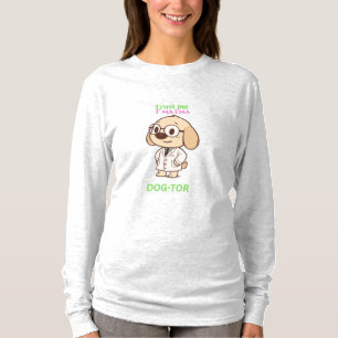 Lustiger DOG-TOR-Cartoon-Hund Damen Langarm T-Shir T-Shirt