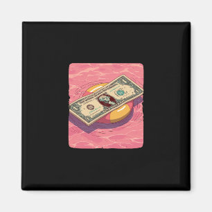 Lustiger Dollar mit Poolring für Urlaub und Strand Magnet