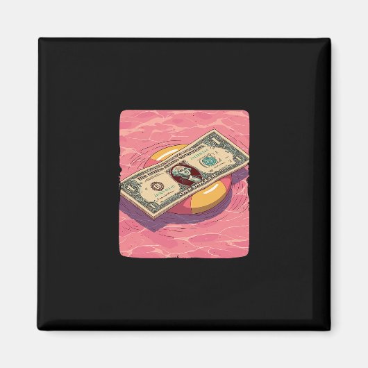Lustiger Dollar mit Poolring für Urlaub und Strand Magnet (Vorne)