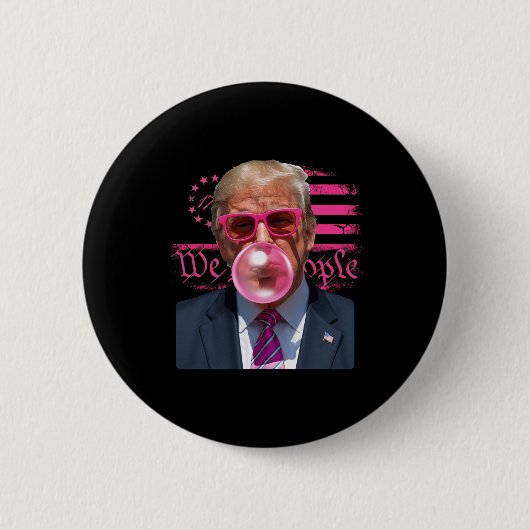 Lustiger Donald Trump Bubble Gum Rosa 4. Juli Amer Button (Vorderseite)