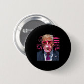 Lustiger Donald Trump Bubble Gum Rosa 4. Juli Amer Button (Vorne & Hinten)