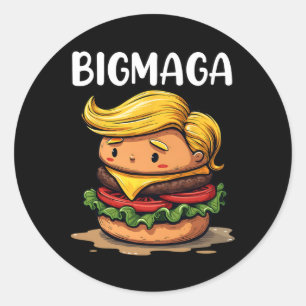 Lustiger Donald Trump macht French Fries Hamburger Runder Aufkleber