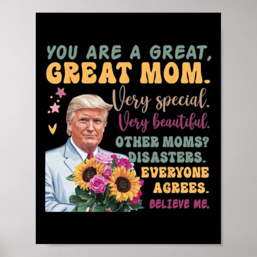 Lustiger Donald Trump Muttertag Halten Sie Blumen Poster (Vorne)