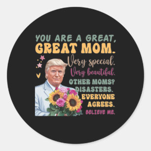 Lustiger Donald Trump Muttertag Halten Sie Blumen Runder Aufkleber