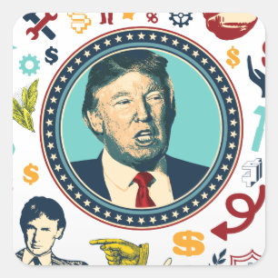 lustiger Donald Trump Quadratischer Aufkleber